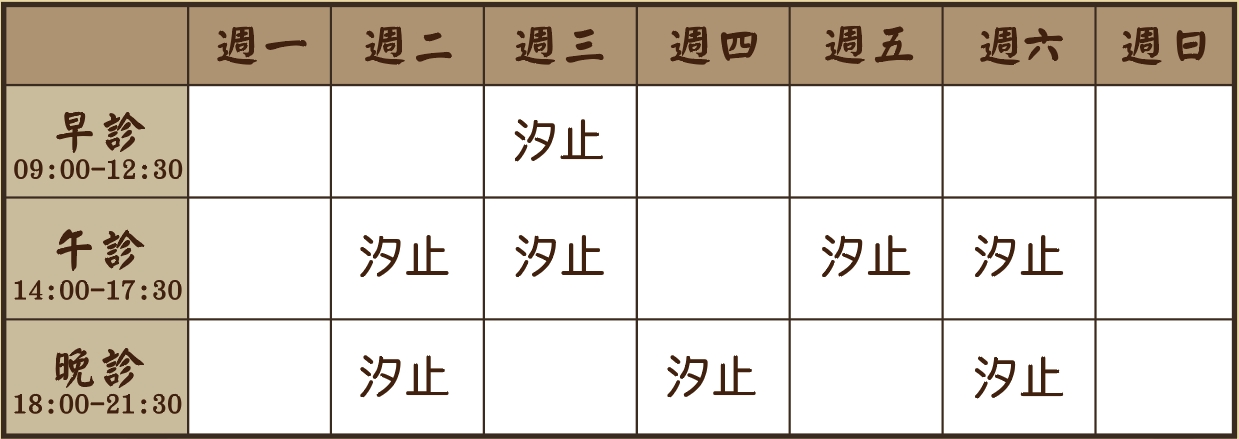 陳瑞峰醫師個人診表