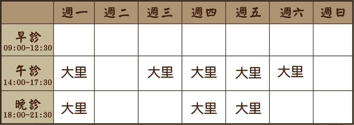 傅朝麟醫師個人診表