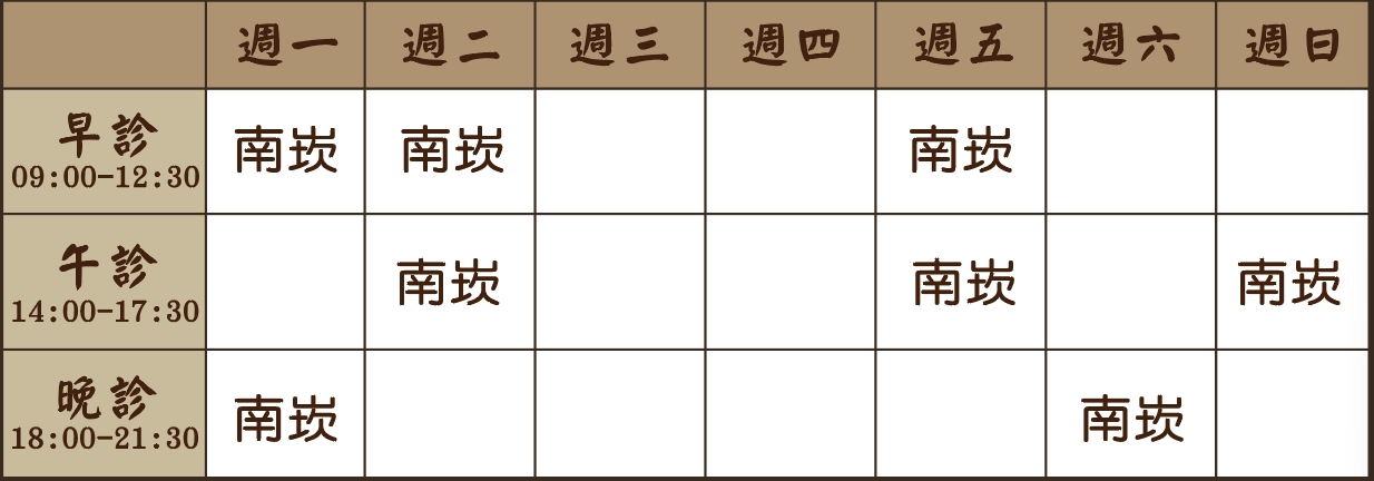 何冠達醫師個人診表