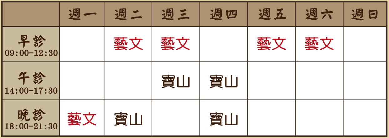 黃亞若醫師個人診表