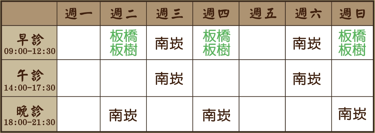 邱帆誠醫師個人診表