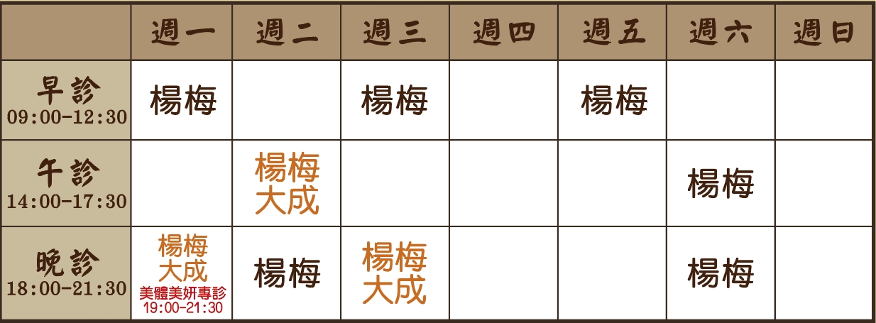 王雨薇醫師個人診表