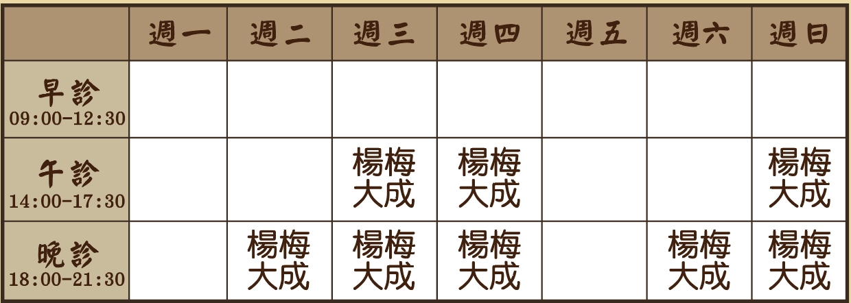 臧育瑤醫師個人診表