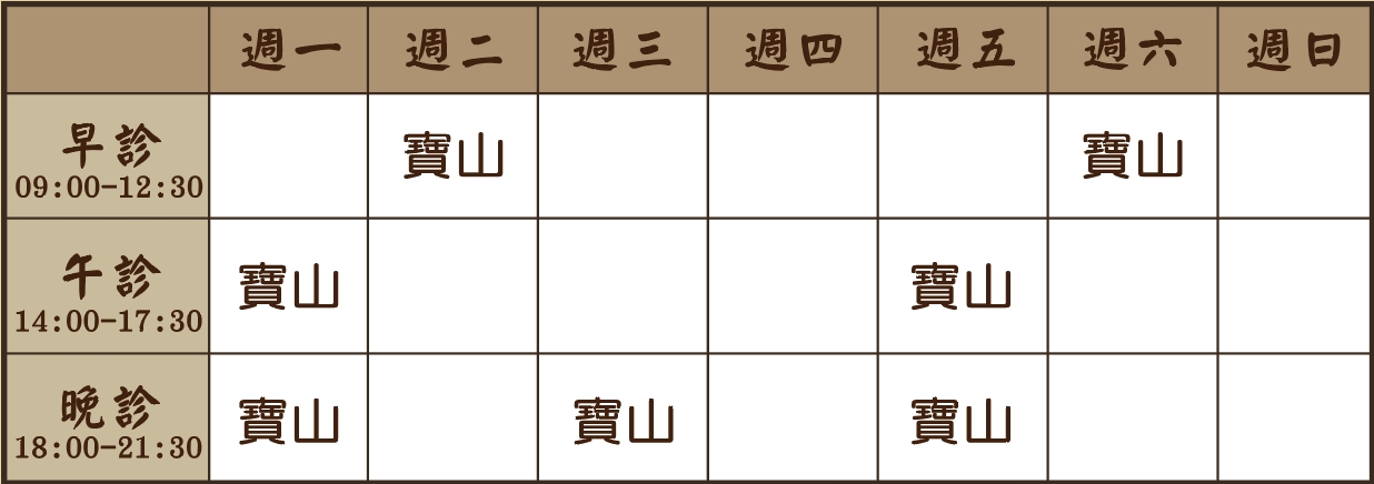 張蘊慈醫師個人診表