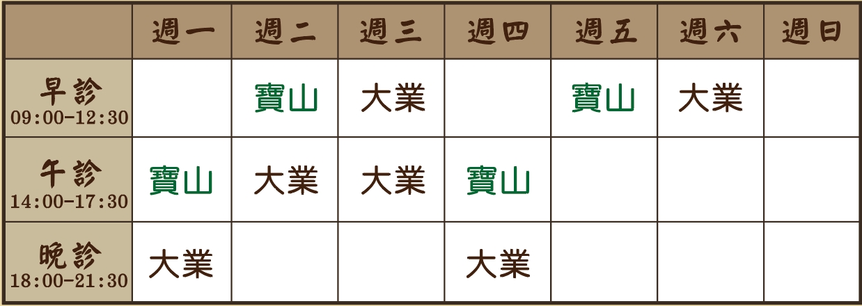 張宇涵醫師10月診表